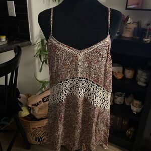 Bohemian Floral Crochet Trim Women's Top